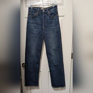 Levi’s Ribcage Straight Jeans Size 29 X 32 High Rise Dark Wash Denim